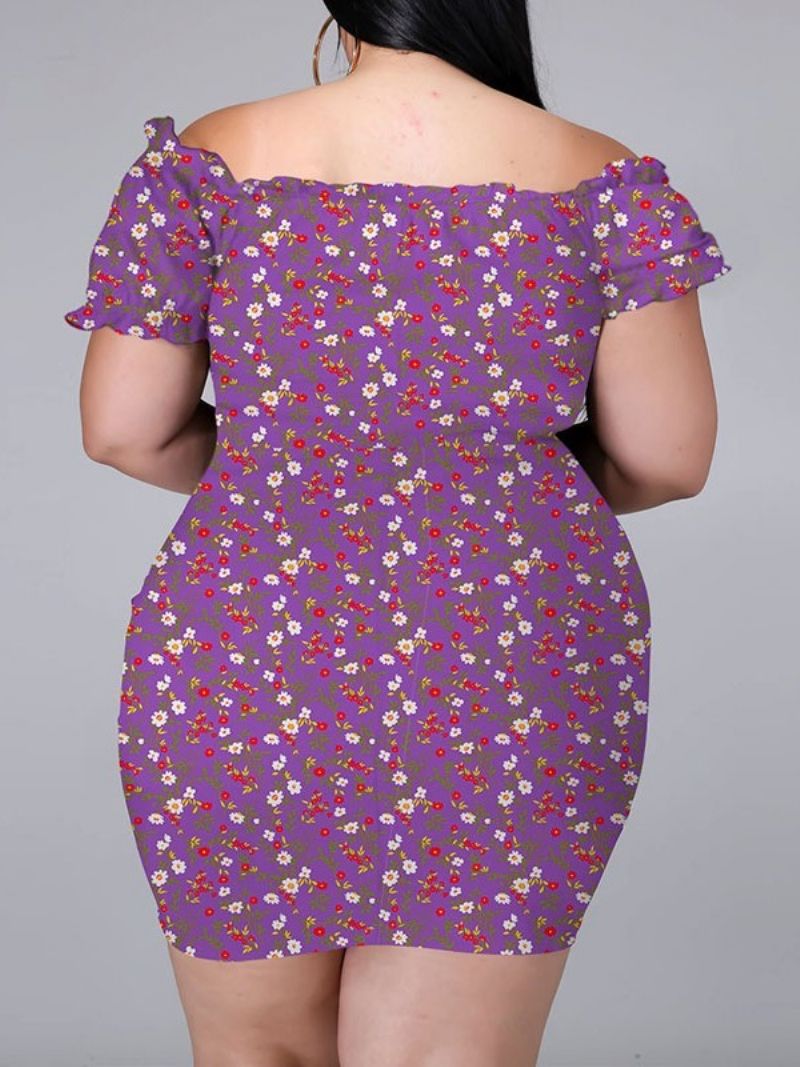 Potisk Nad Kolena S Krátkým Rukávem Bodycon Pullover Floral Bodycon Dress Plus Size