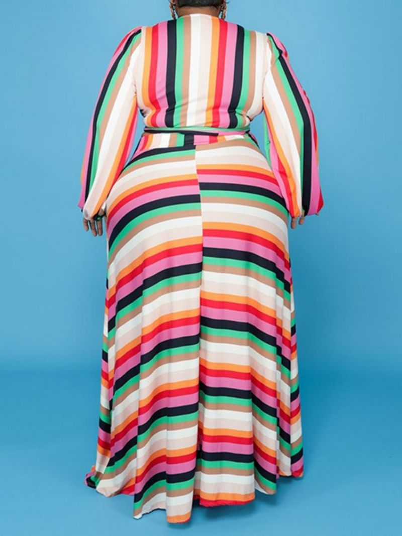 Sukně Stripe Western Dvoudílné Sady S Výstřihem Do V Dámská Sada Šatů Plus Size