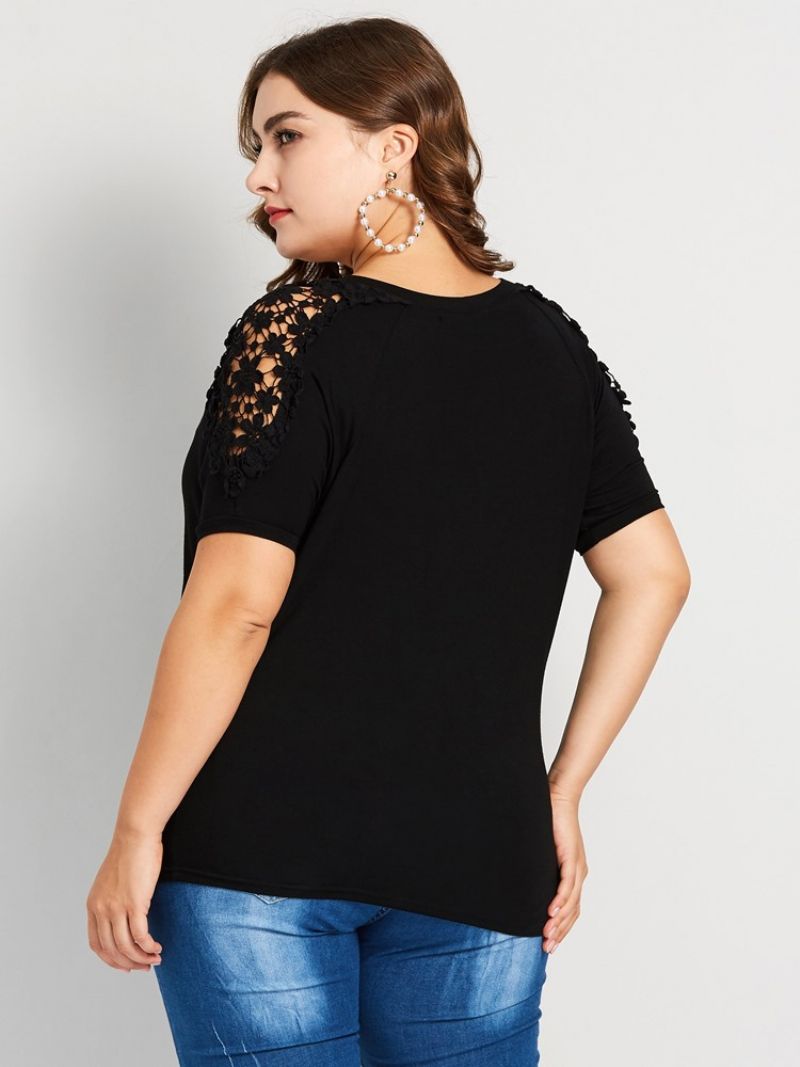 Volné Tričko Patchwork Lace Plus Size