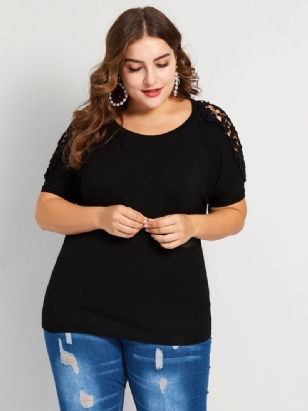 Volné Tričko Patchwork Lace Plus Size