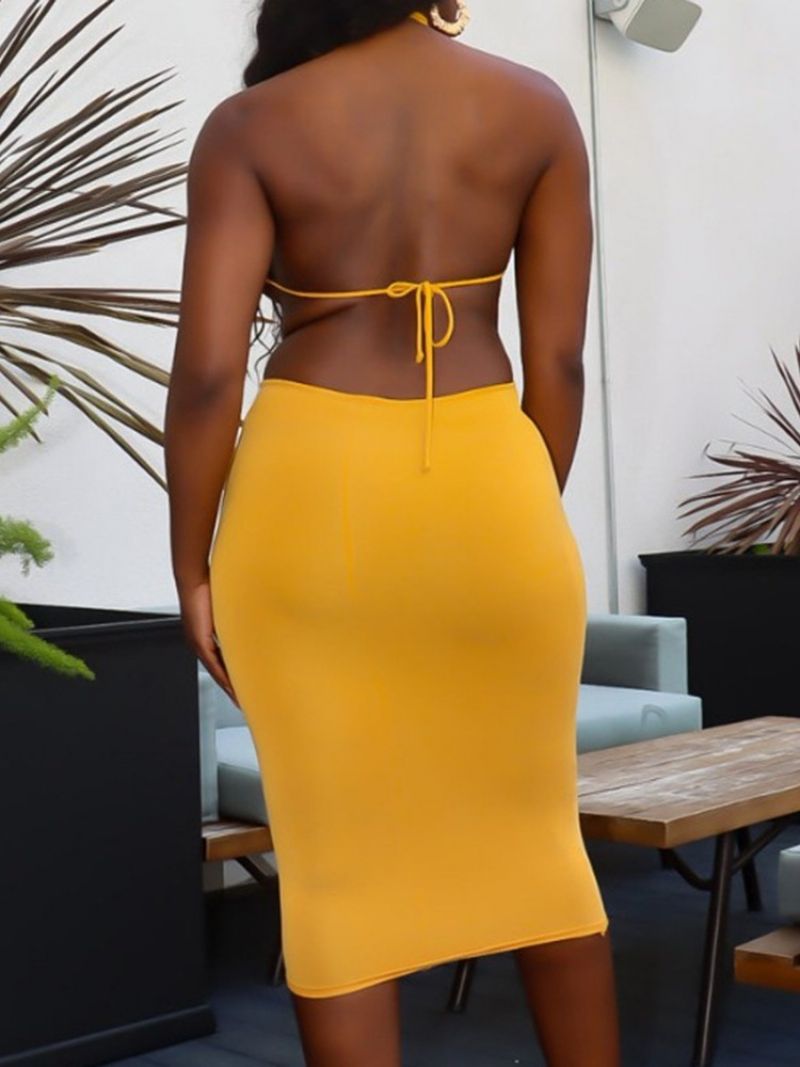 Bodycon Sexy Šaty Do Půlky Lýtek Bez Rukávů