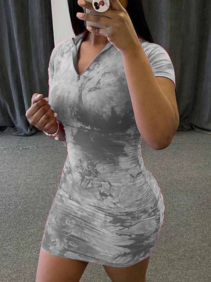 Bodycon Šaty S Krátkým Rukávem Nad Kolena