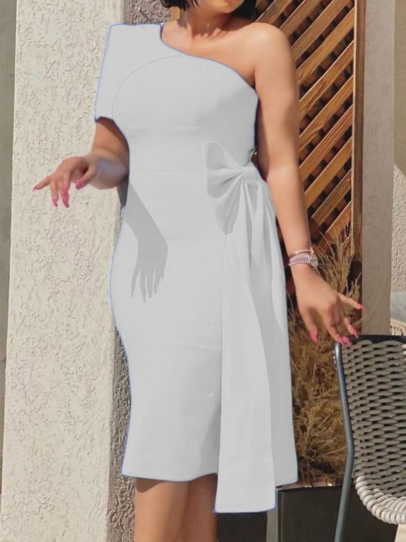 Bodycon Šaty S Mašlí Do Poloviny Lýtek S Krátkým Rukávem