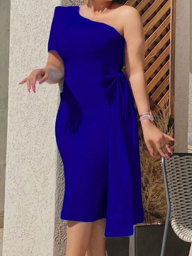 Bodycon Šaty S Mašlí Do Poloviny Lýtek S Krátkým Rukávem