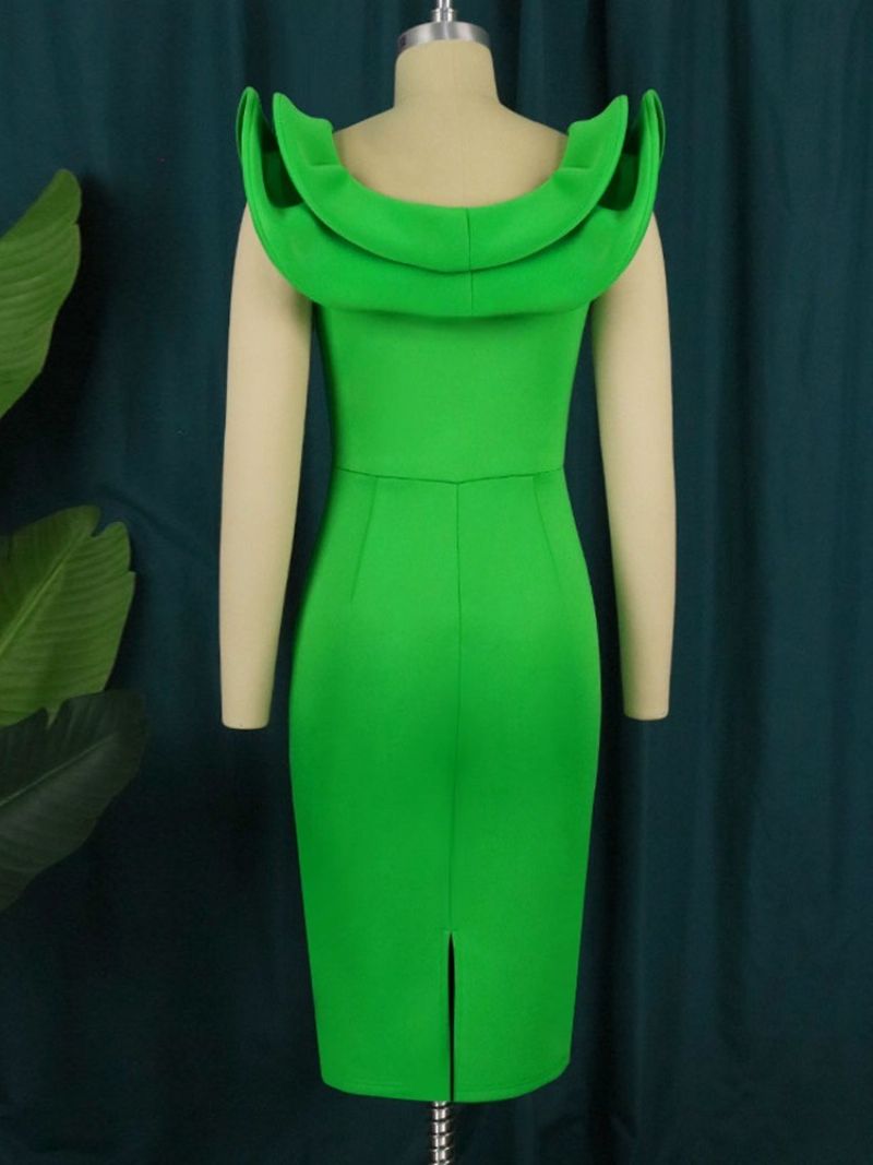 Kšiltovka Rukáv Falbala Svetr Ke Kolenům Office Lady Bodycon Šaty