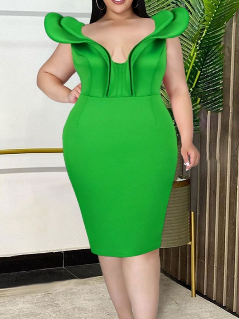 Kšiltovka Rukáv Falbala Svetr Ke Kolenům Office Lady Bodycon Šaty