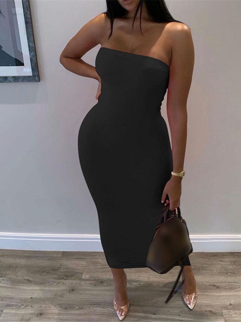 Módní Svetr Bez Rukávů Do Půli Lýtek Bodycon Šaty