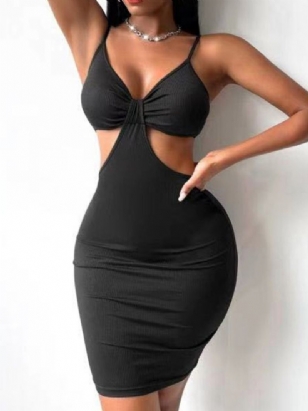 Módní Svetr Bodycon S Dutým Výstřihem Do V Nad Kolena