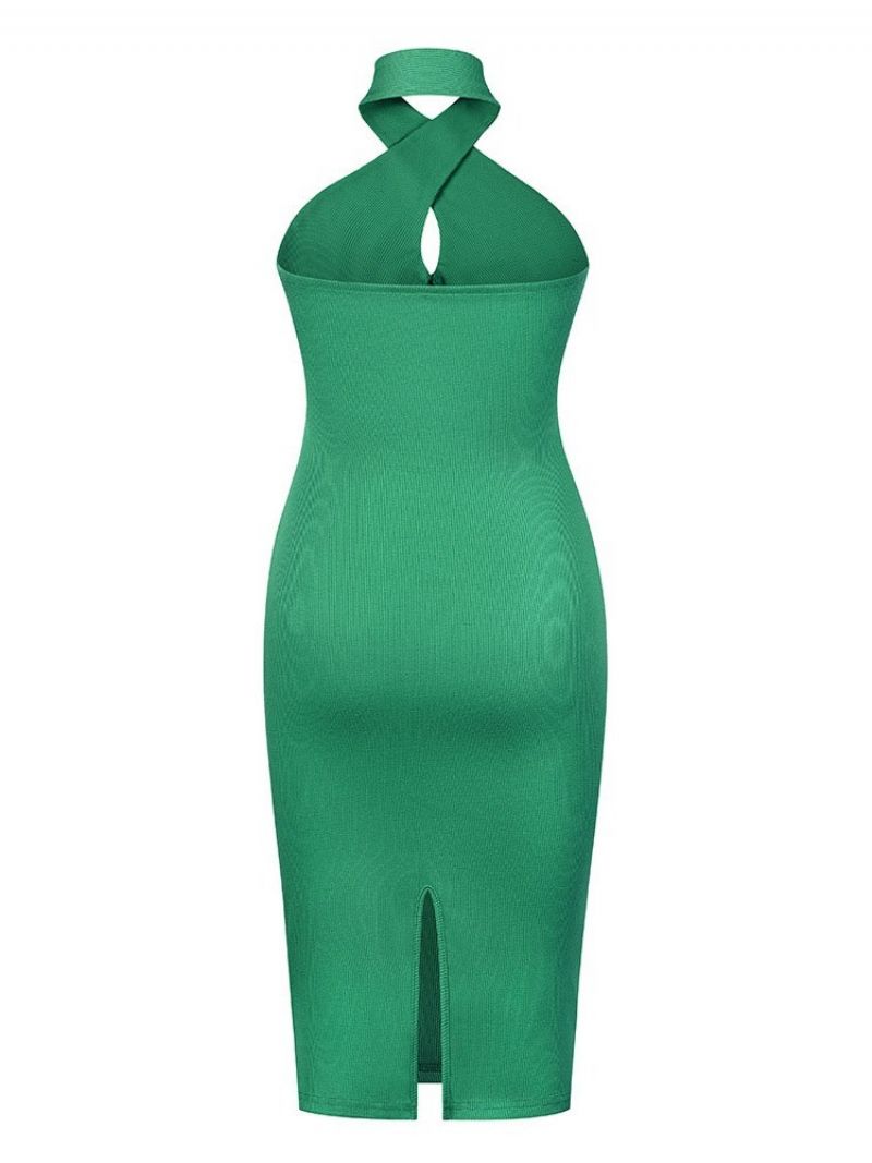 Obyčejné Letní Bodycon Šaty Do Půlky Lýtek Bez Rukávů