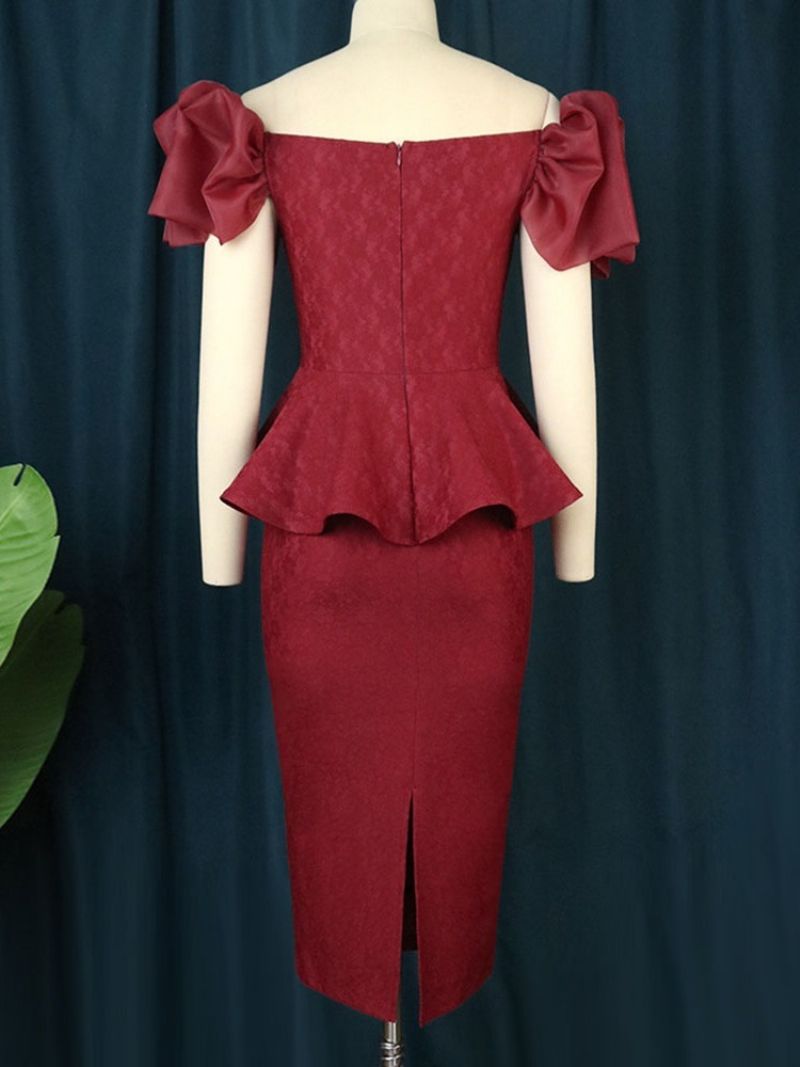 Obyčejné Western Bodycon Šaty S Krátkým Rukávem Do Půli Lýtek