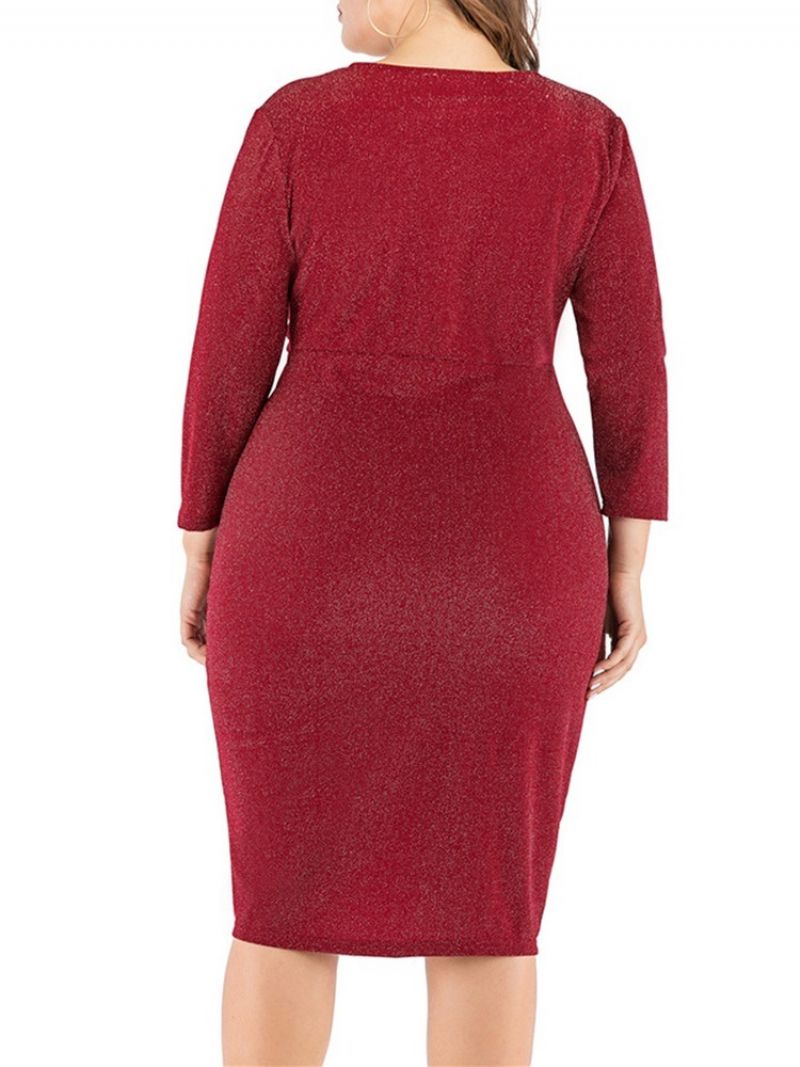 Podzimní Bodycon Šaty S Výstřihem Do V V Délce Po Kolena