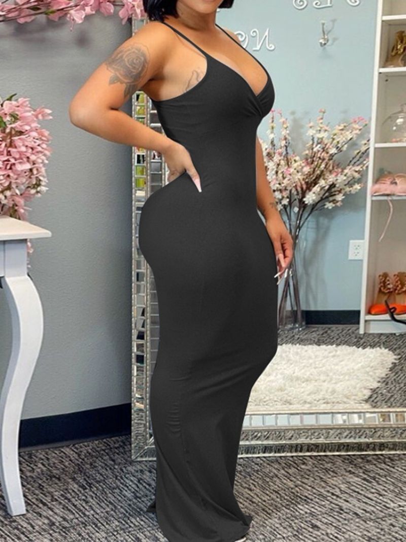 Sexy Bodycon Šaty S Výstřihem Do V Bez Rukávů