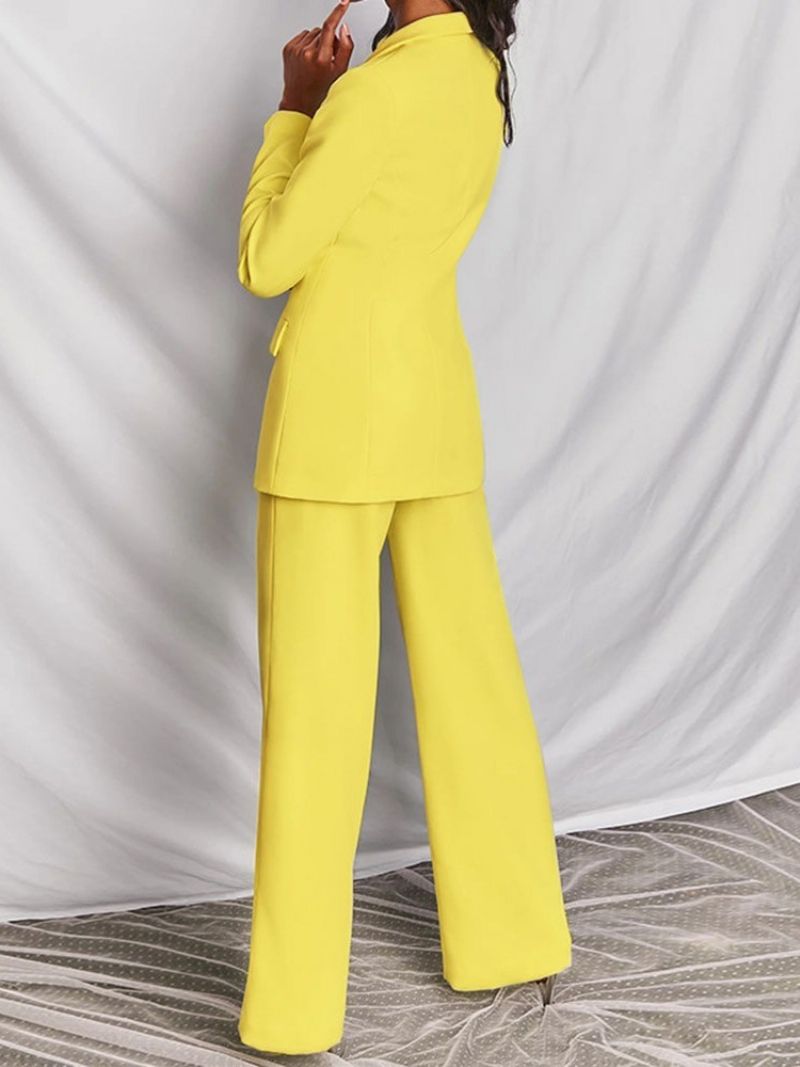 Blazer Pocket Formal Long Sleeve Full Length Suit Dámské Kalhoty Set