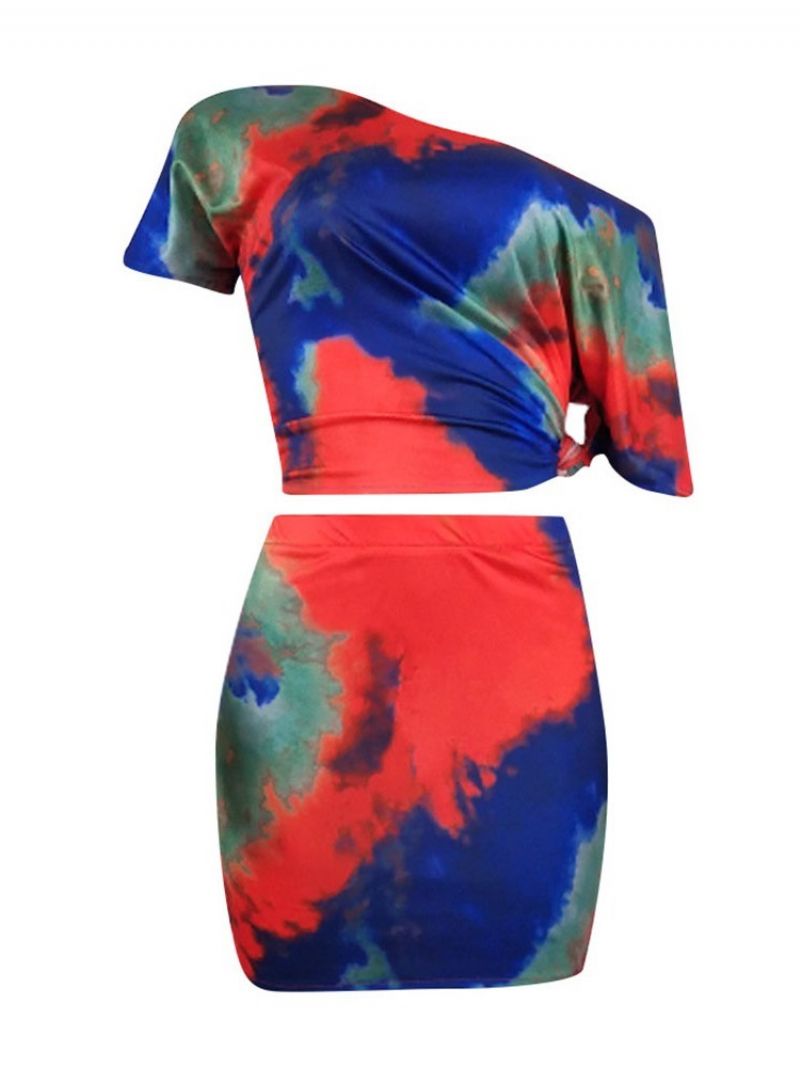 Dvoudílné Dámské Triko A Sukně Sexy Tie-dye Bodycon