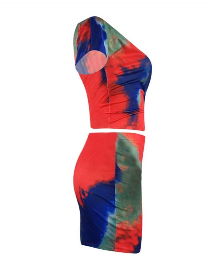 Dvoudílné Dámské Triko A Sukně Sexy Tie-dye Bodycon