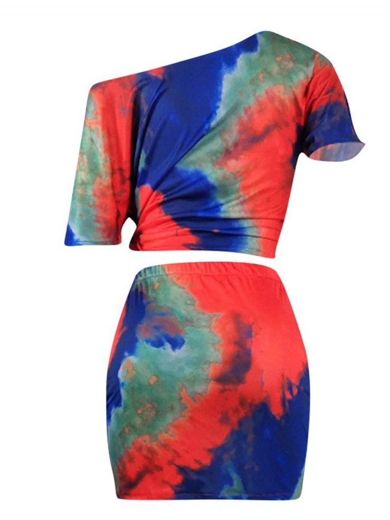 Dvoudílné Dámské Triko A Sukně Sexy Tie-dye Bodycon