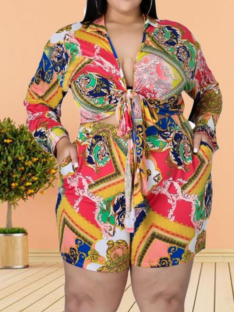 Kraťasy Floral Western Two Piece Sets Dámský Krátký Set Plus Size