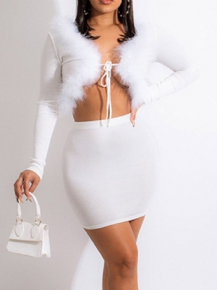 Sukně Sexy Feather Bodycon Dvoudílné Sady