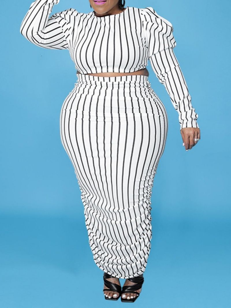 Western Stripe Sukně Svetr Bodycon Dvoudílné Sady