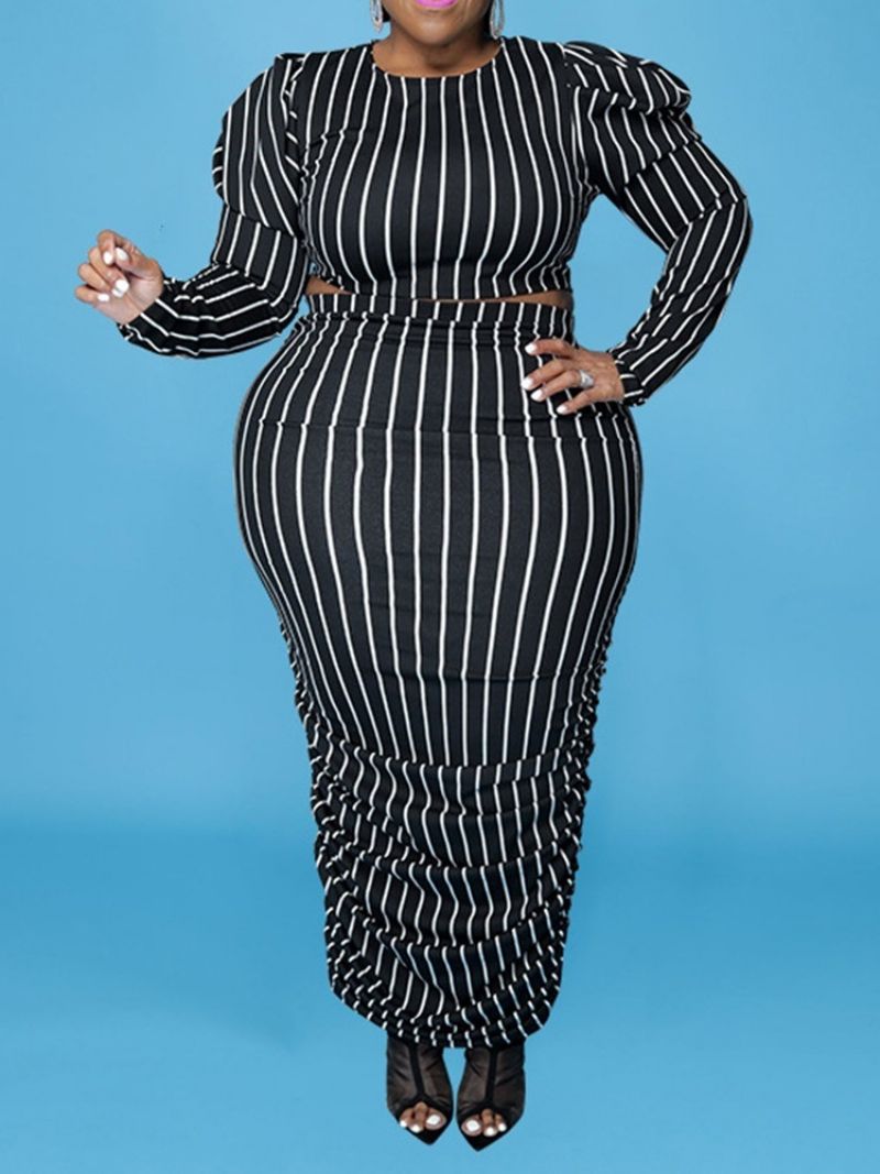 Western Stripe Sukně Svetr Bodycon Dvoudílné Sady