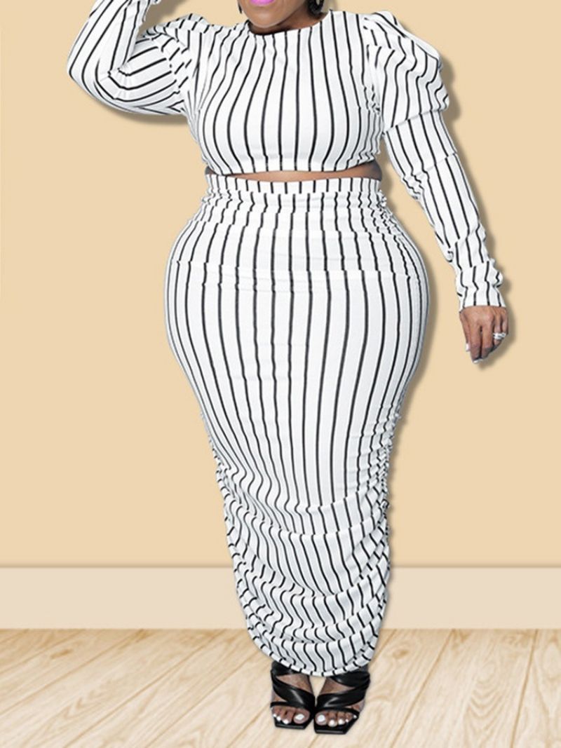 Western Stripe Sukně Svetr Bodycon Dvoudílné Sady