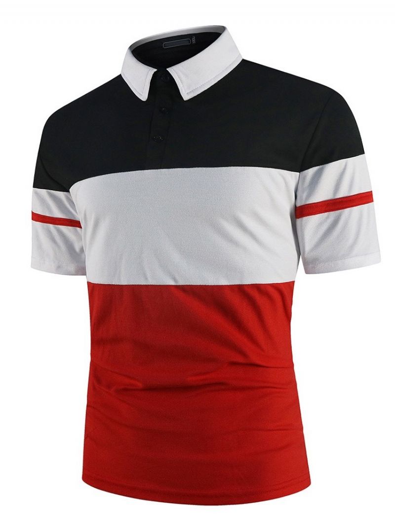 Barva Summer Block Polo Neck Patchwork Polo Tričko