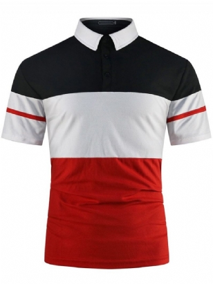 Barva Summer Block Polo Neck Patchwork Polo Tričko