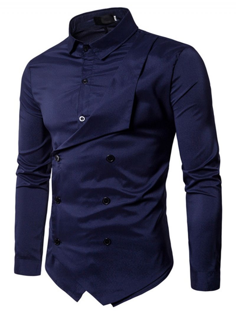 Knoflík Lapel Plain Slim Spring Shirt