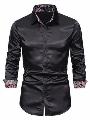 Knoflík Lapel Plain Spring Slim Shirt