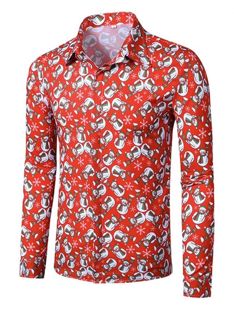 Lapel European Print Fall Slim Shirt