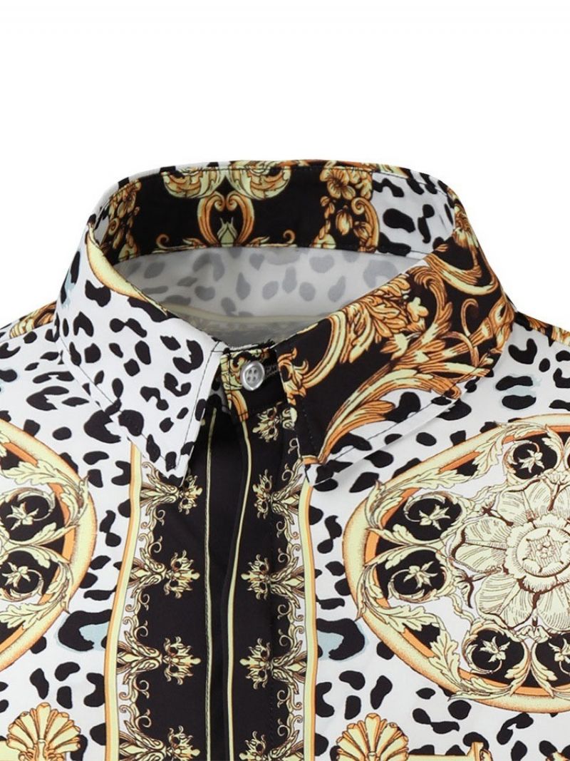 Podzimní Slim Košile S Potiskem Leopard Lapel