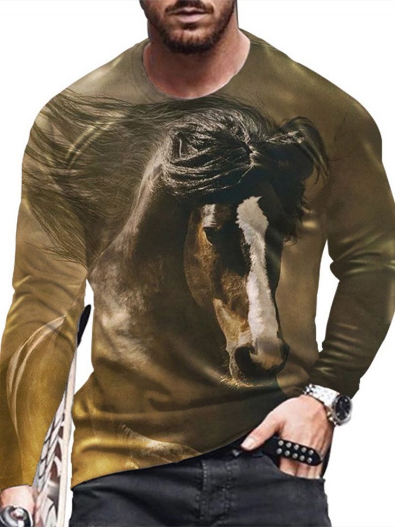 Volné Tričko S Potiskem Animal Casual Print Pullover