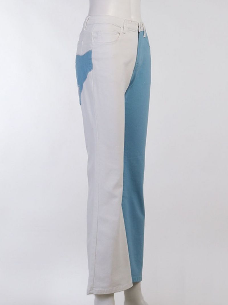 Color Block Bellbottoms Patchwork Slim Džíny S Vysokým Pasem