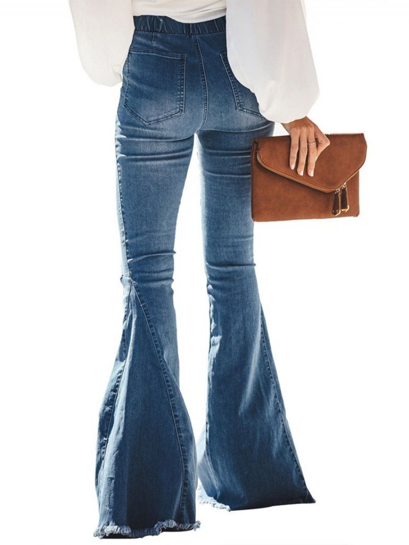 Hole Plain Bellbottoms Slim Jeans