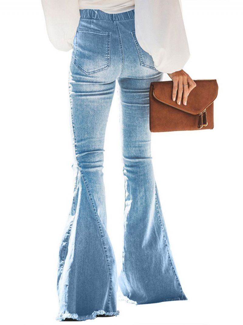 Hole Plain Bellbottoms Slim Jeans