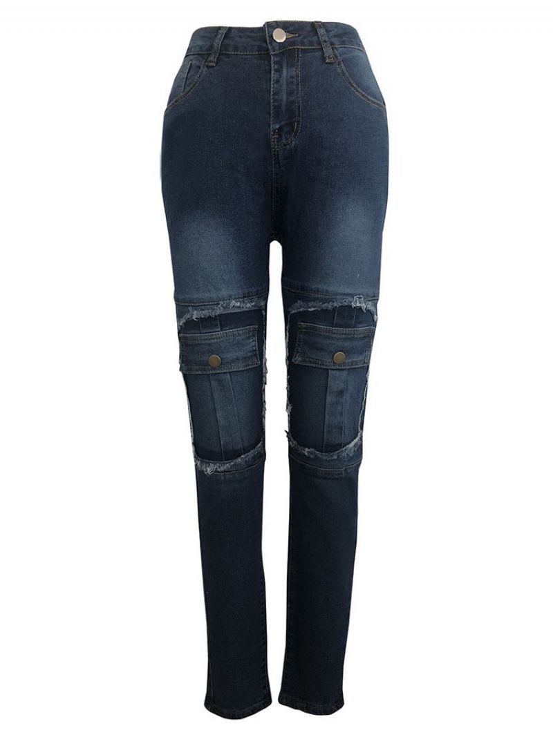 Kapesní Zip Pencil Kalhoty Skinny Jeans