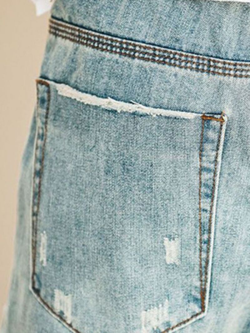 Lace-up Plain Pocket Elastics Jeans