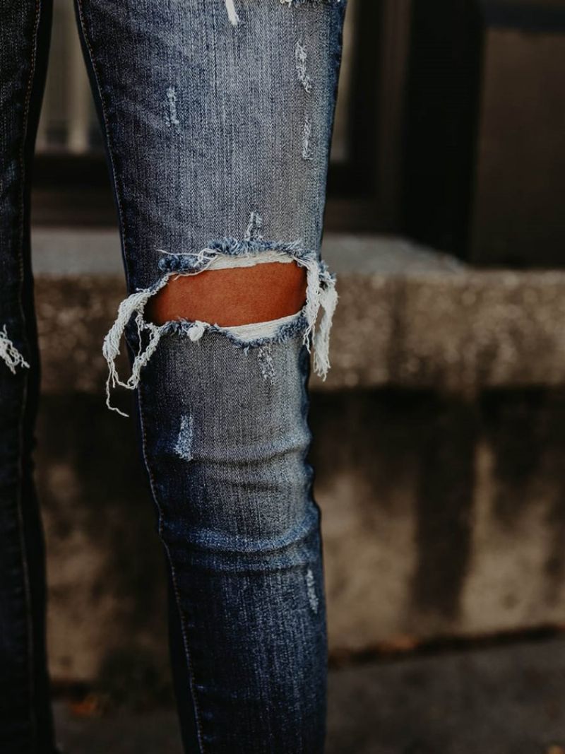 Skinny Denim Ripped Dámské Džíny