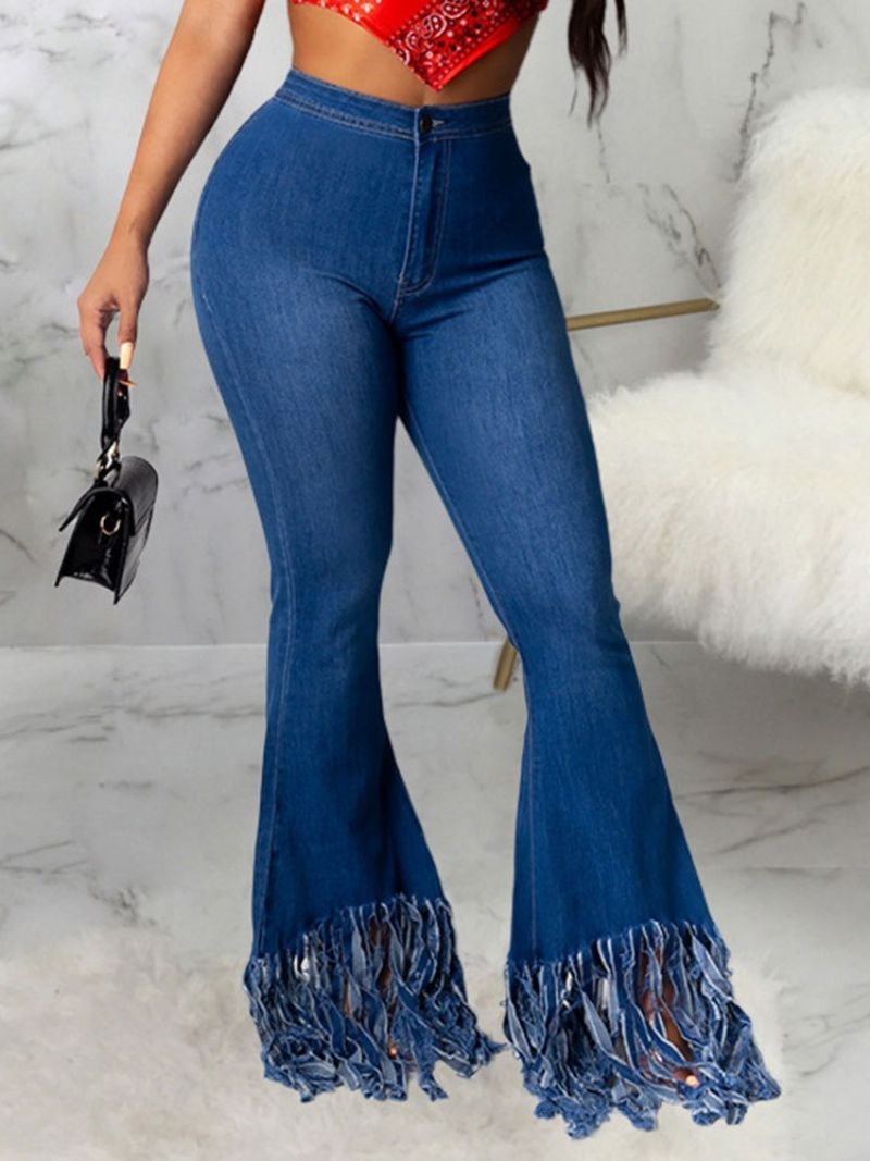 Tassel Bellbottoms Obyčejné Tenké Džíny Na Zip