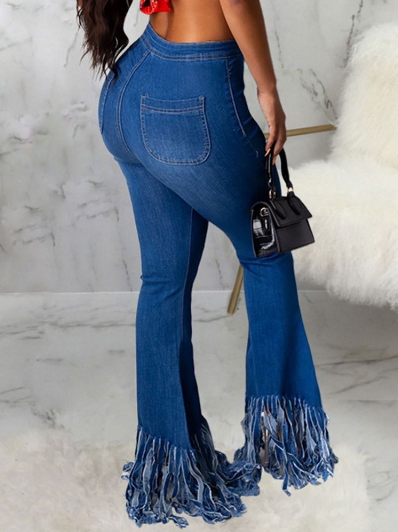 Tassel Bellbottoms Obyčejné Tenké Džíny Na Zip