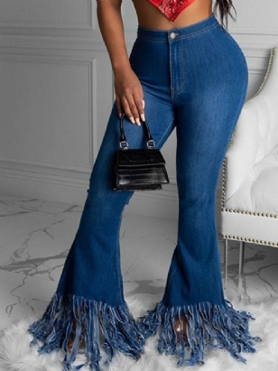 Tassel Bellbottoms Obyčejné Tenké Džíny Na Zip