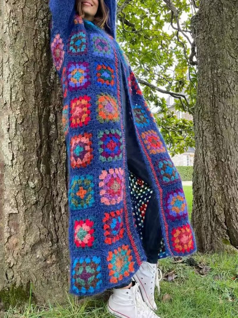 Patchwork Tlustý Svetr S Dlouhým Rukávem