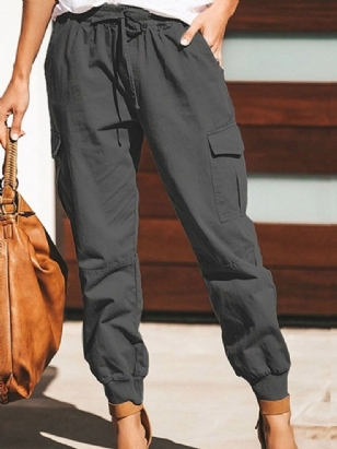 Cargo Kalhoty Volné Plain Lace-up Pencil Pants Dámské Kalhoty Se Středním Pasem