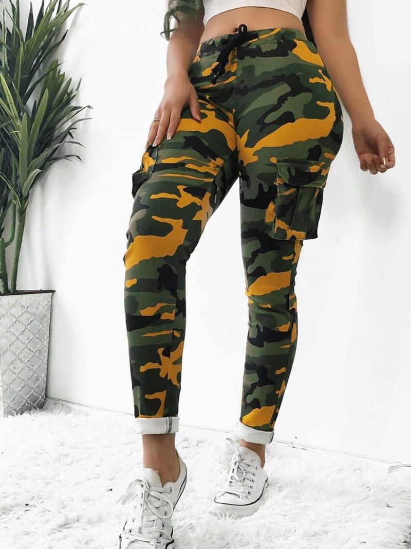 Dámské Kalhoty Camouflage Pocket Slim S Vysokým Pasem Po Celé Délce