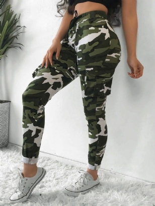 Dámské Kalhoty Camouflage Pocket Slim S Vysokým Pasem Po Celé Délce