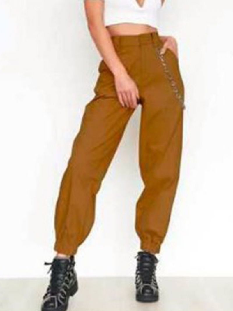 Dámské Kalhoty Cargo Pants S Vysokým Pasem S Jednoduchým Volným Kotníkem