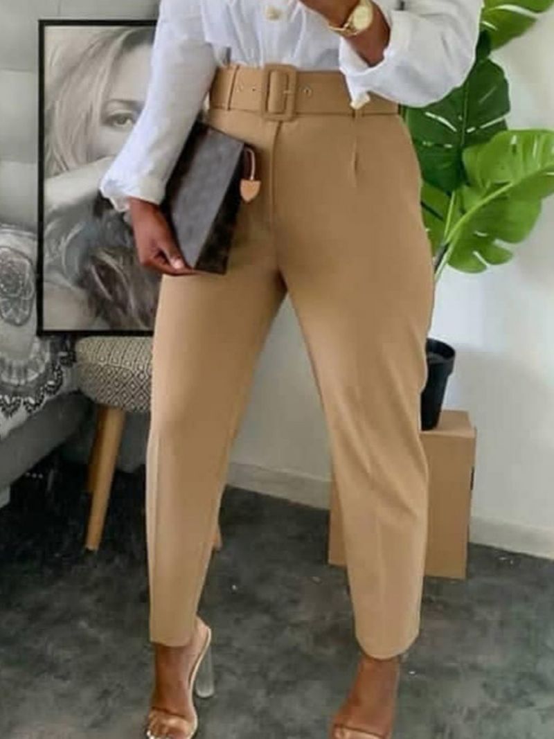 Dámské Ležérní Kalhoty Slim Plain Pencil Pants S Vysokým Pasem