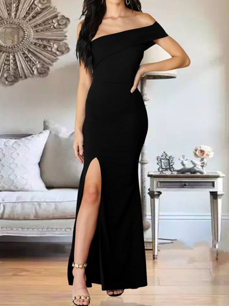 Letní Bodycon Šaty S Šikmým Límcem A Krátkým Rukávem