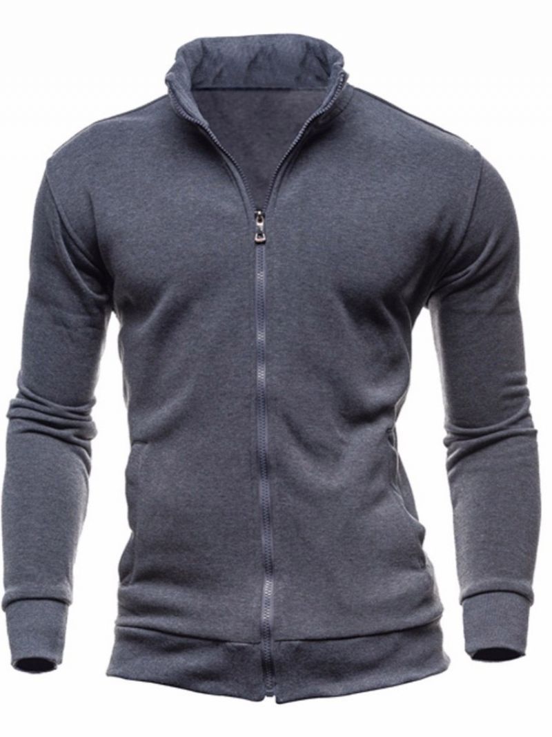 Pánské Mikiny S Kapucí Cardigan Plain Casual Na Zip