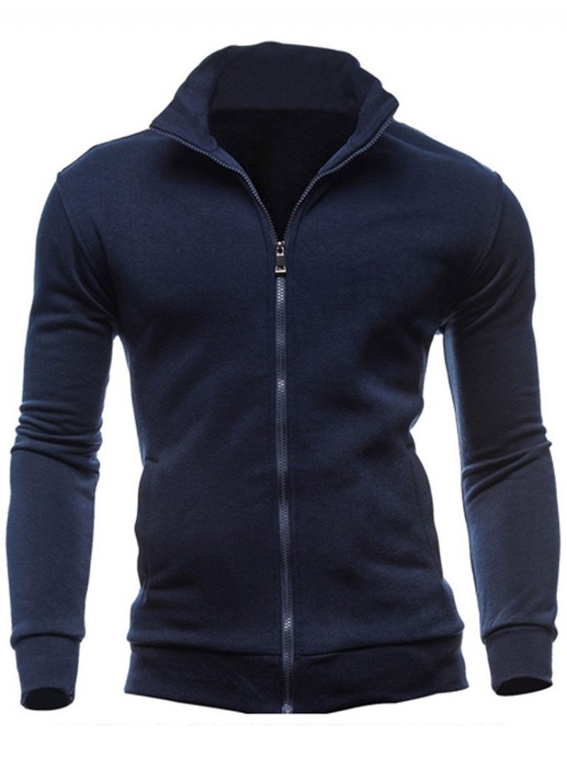 Pánské Mikiny S Kapucí Cardigan Plain Casual Na Zip